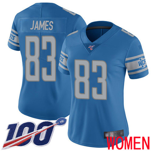 Detroit Lions Limited Blue Women Jesse James Home Jersey NFL Football 83 100th Season Vapor Untouchable